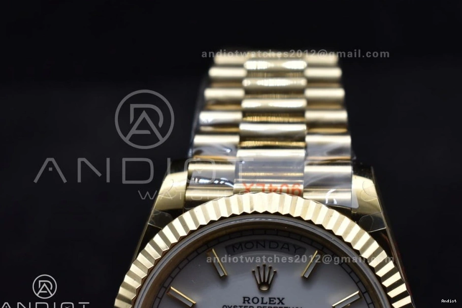 Dial DayDate Bracelet YG Markers On Tungsten White Steel A2836 40 GMF V2 President Stick 904L Weighted 0223